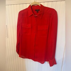 J. Crew 100% silk red button down blouse size 4